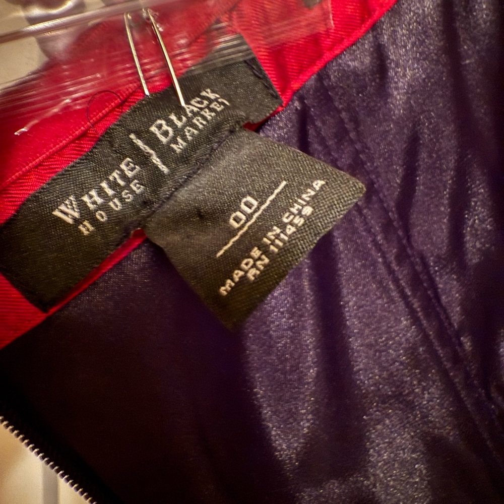 White House Black Market Strapless Red and Black Floral Dress - Picture 3 of 6